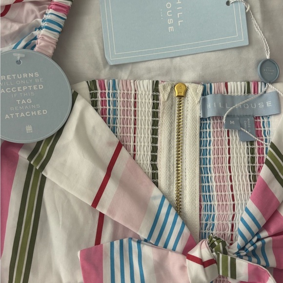 NWT Hill House Isabella Puff Sleeve Crop Top in Rainbow Stripe - Picture 4 of 8